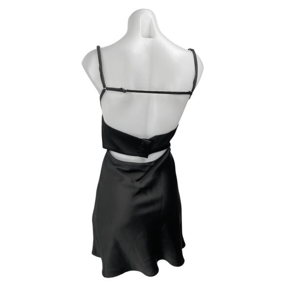 Zara Viral Black Silk Satin Sleeveless Cutout Bustier Cami Mini Slip Dress M - Picture 4 of 7